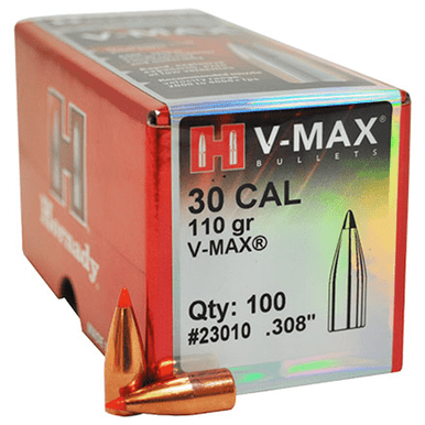 Hornady 23010 V-Max 30 Cal .308 110 gr V Max 100 Per Box