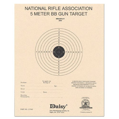 Daisy 408 NRA 5-Meter Target  Hanging Paper Bullseye Tan 50 Pack