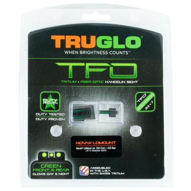 Truglo TG131NTI Brite-Site TFO 1911 Pistol with Novak LoMount Tritium/Fiber Optic Green Front/Rear Black