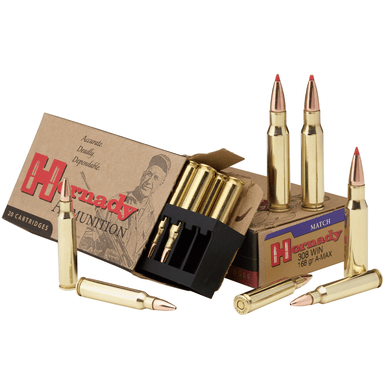 Hornady 8097 Match  308 Win 168 gr Boat Tail Hollow Point Match 20 Bx/ 10 Cs