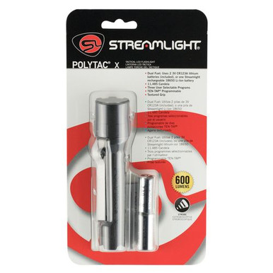 Streamlight 88600 PolyTac X  600/260/35 Lumens C4 LED Polymer Black CR123A Lithium