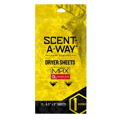 Hunters Specialties 07707 Scent-A-Way Max Dryer Sheets Odorless 15 Per Pack