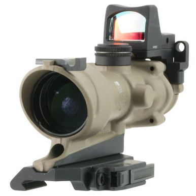 Trijicon 100555 ACOG with RMR Type 2 4x 32mm Obj 36.8 ft @ 100 yds FOV Flat Dark Earth Finish Illuminated Amber Crosshair 223