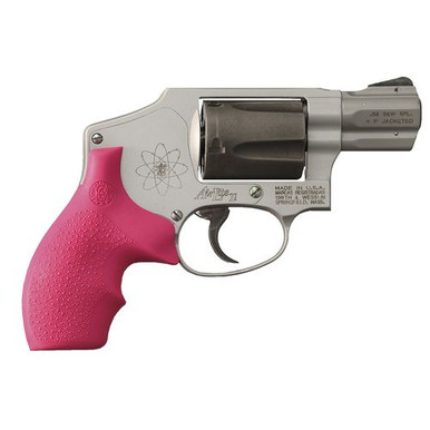 Hogue 61007 Rubber Bantam with Finger Grooves Grip S&amp;W J Frame w/Round Butt Pink