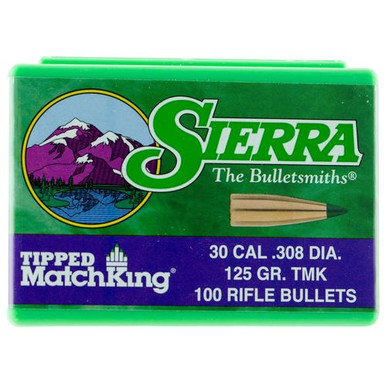 Sierra 7725 Tipped MatchKing 30 Caliber .308 125 GR Tipped MatchKing 100 Box