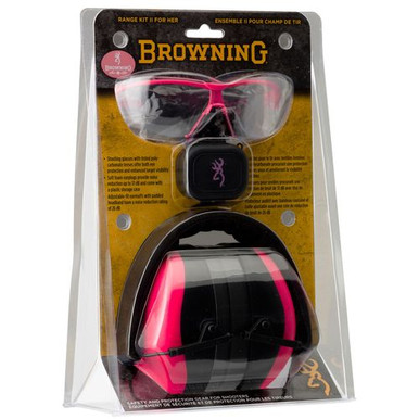 Browning 126373 Range Kit Earmuff/Plugs/Glasses 27/31 dB Pink