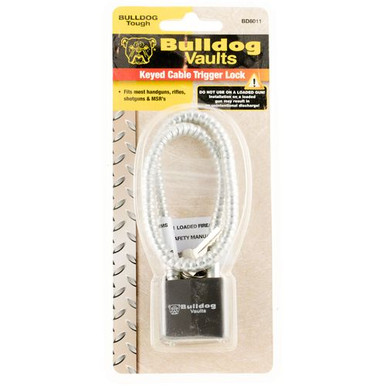 Bulldog BD8011 Trigger Lock Cable Open With Key Metal Firearm Fit- Handgun/Rifle/Shotgun