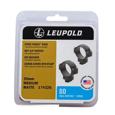 Leupold 174326 Dual Dovetail Rings 2 Piece 35mm Medium Matte Black