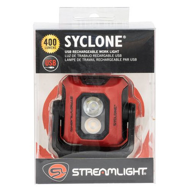 Streamlight 61510 Syclone Worklight 400/200/100 Lumens 300/150/75 Lumens LED Thermoplastic Black/Red magnetic base