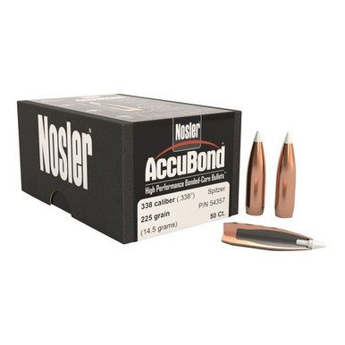 Nosler 54357 AccuBond 338 Caliber .338 225 GR Spitzer Point 50 Box