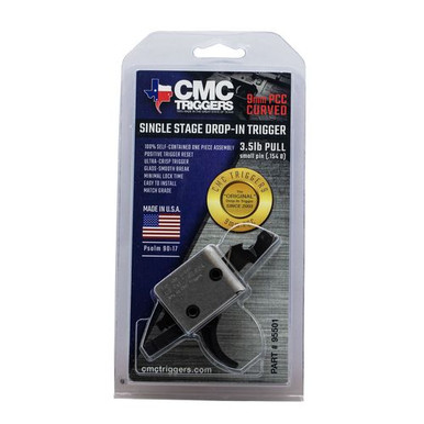 CMC Triggers 95501 Drop-In PCC AR-15, AR-10 9mm Single-Stage Curved 3.00-3.50 lbs