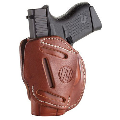 1791 Gunleather 3WH2CBRA 3 Way  Brown Leather OWB fits Glock 42/Ruger LCP/S&amp;W Bodyguard Ambidextrous Hand