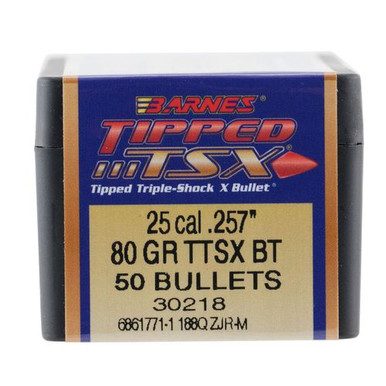 Barnes Bullets 30218 Tipped TSX25 Caliber .257 80 GR TTSX Boat Tail 50 Box