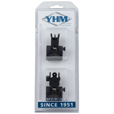 YHM 5040 Quick Deploy Folding Sight Same Plane Standard Stem Aluminum Black
