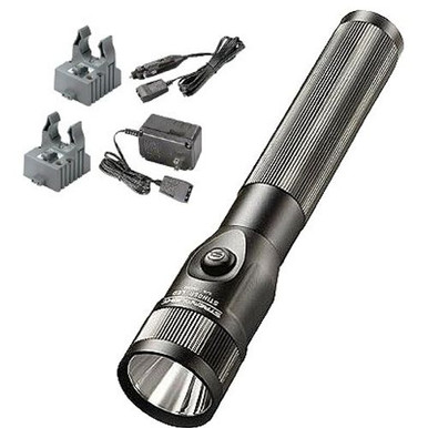 Streamlight 75713 Stinger LED 425/200/100 Lumens C4 LED Aluminum Black 3 Cell Sub-C NiCd 3.6V with  120V AC/12V DC Smart Charger