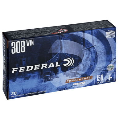 Federal 308150LFA Power-Shok  308 Win 150 gr Copper Hollow Point 20 Bx/ 10 Cs