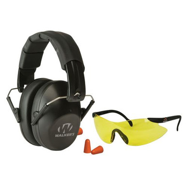Walkers GWPFPM1GFP Passive Pro Safety Combo Kit Earmuff/Plugs/Glasses 31 db Black
