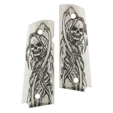 Hogue 45029 Scrimshaw Grip Grim Reaper 
1911 Government w/Ambidextrous Safety Polymer Ivory