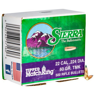 Sierra 7160C Tipped MatchKing  .22 Cal .224 60 gr Tipped MatchKing 500
