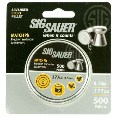 Sig Sauer Airguns AIRAMMOMATCHPB177500 Match  
.177 Pellet Lead Flat Nose