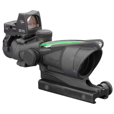 Trijicon 100552 ACOG with RMR Type 2 4x 32mm Obj 36.8 ft @ 100 yds FOV Black Finish Dual Illuminated Crosshair 223 Ballistic Green