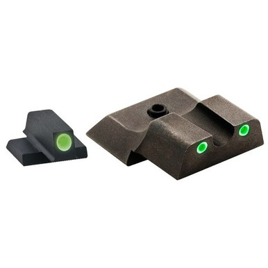 AmeriGlo SW145 Classic 3 Dot Night Sight S&amp;W M&amp;P Shield Tritium Green w/White Outline Front Tritium Green w/White Outline Rear