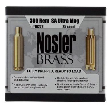 Nosler 10228   
300 Rem SA Ultra Mag Brass 25 Per Box