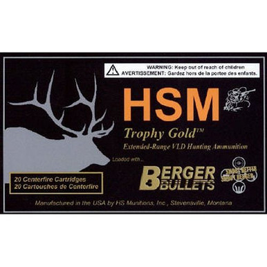 HSM 300WM168V Trophy Gold Extended Range 300 Win Mag 168 gr Berger Hunting VLD Match 20 Per Box