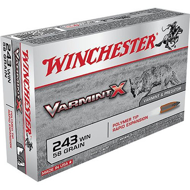 Winchester Ammo X243P Varmint X  243 Win 58 gr Polymer Tip 20 Bx/ 10 Cs
