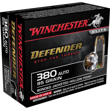 Winchester Ammo S380PDB Defender  380 ACP 95 gr Bonded Jacket Hollow Point 20 Bx
