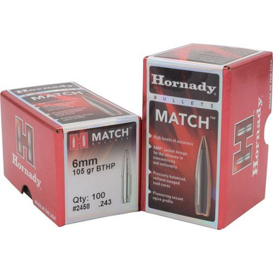 Hornady 2249 Match 22 Caliber .224 52 GR Boat Tail Hollow Point Match 100 Box