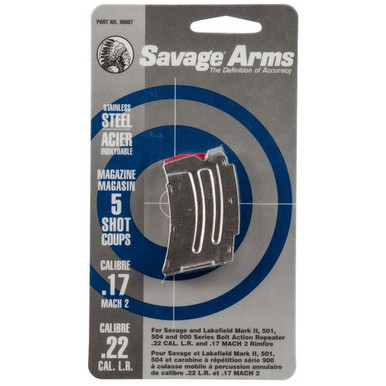 Savage 90007 MK II  22LR,17 MACH 2 5rd Stainless Detachable