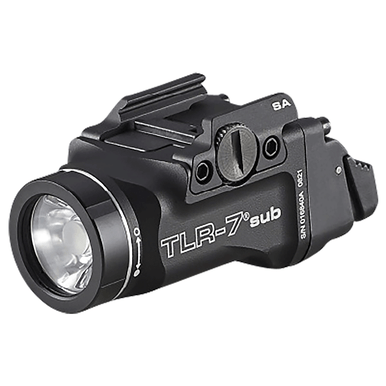 Streamlight 69404 TLR-7 SUB Ultra-Compact For Handgun Springfield Hellcat 500 Lumens Output White LED Light 140 Meters Beam Clamp Mount Black Anodized Aluminum
