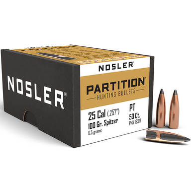 Nosler 16317 Partition 25 Caliber .257 100 GR Spitzer 50 Box