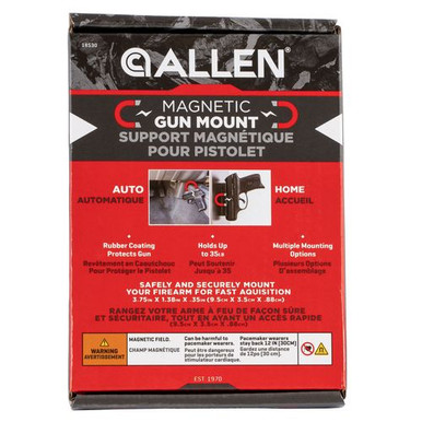 Allen 18530 Magnetic Handgun Mount  Handgun,Rifle,Shotgun Black Rubber