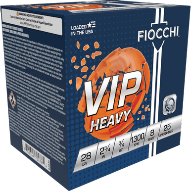 Fiocchi 28VIPH8 28Ga 2-3/4" 8 Shot 3/4oz 25 Shells VIP Heavy