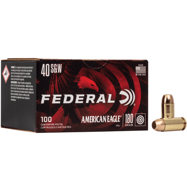 Federal 40 S&W 180 gr Full Metal Jacket 100 Per Box Bulk Pack Handgun Ammo