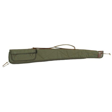 Bob Allen 14534 Canvas Shotgun Case made of Canvas with Green Finish, Leather Strap & Sling, Quilted Flannel Lining with Batting & Self-Repairing Nylon Zipper 48" L