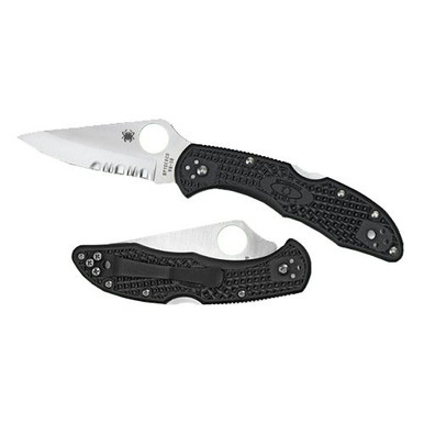 Spyderco C11SBK Delica 4  2.88" Folding Drop Point Serrated VG-10 Stainless Steel Blade/FRN Black Handle