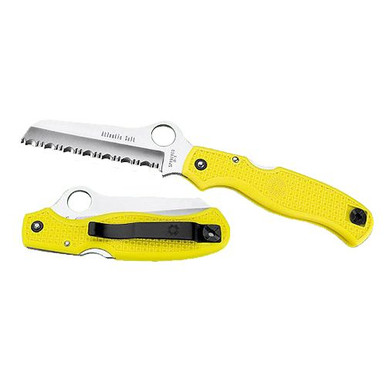 Spyderco C89SYL Atlantic Salt  3.69" Folding Sheepsfoot Serrated H1 Steel Blade/FRN Yellow Handle