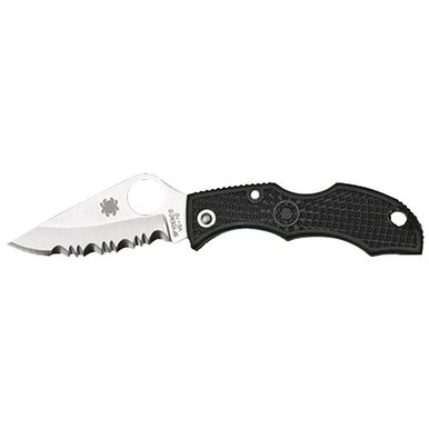 Spyderco LBKS3 Ladybug 3  1.94" Folding Modified Clip Point Serrated VG-10 Stainless Steel Blade/FRN Black Handle
