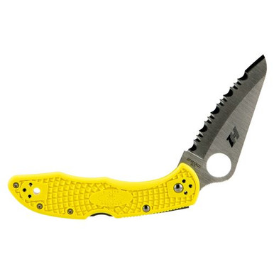 Spyderco C88SYL2 Salt 2  3" Folding Clip Point Serrated H1 Steel Blade/FRN Yellow Handle