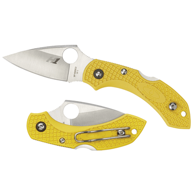 Spyderco C28SYL2 Dragonfly 2 Salt Lightweight 2.25" Folding Clip Point Serrated H1 Steel Blade/FRN Yellow Handle