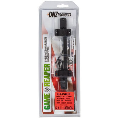 DNZ 18200OS Game Reaper Scope Mount/Ring Combo Matte Black Savage Round Receiver 212/220/Stevens 1" Tube 1.05" Mount Height Aluminum Rifle