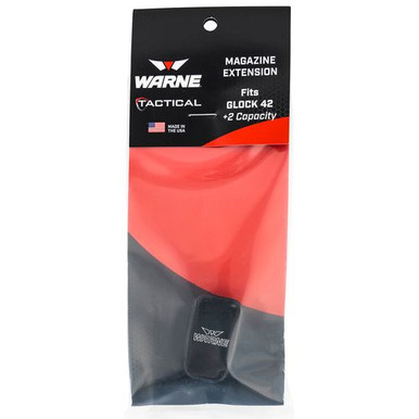 Warne MEG422BLK Magazine Extension  Black Hardcoat Anodized 6061-T6 Aluminum for Glock 42 380 ACP (+2)