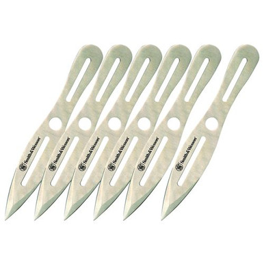 Smith & Wesson Knives SWTK8CP Throwing Knives  4.50" Fixed Spear Point Plain 2Cr13 SS Blade 2Cr13 Stainless Handle 6 Pack