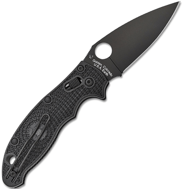 Spyderco C101PBBK2 Manix 2 Lightweight 3.37" Folding Drop Point Plain Black DLC CTS BD1N SS Blade/FRCP Black Handle 2