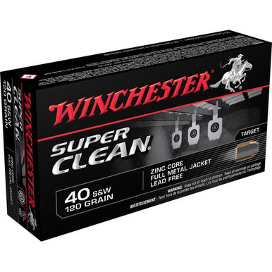 Winchester Ammo W40SWLF Super Clean  40 S&W 120 gr Lead Free Full Metal Jacket 50 Bx/10 Cs