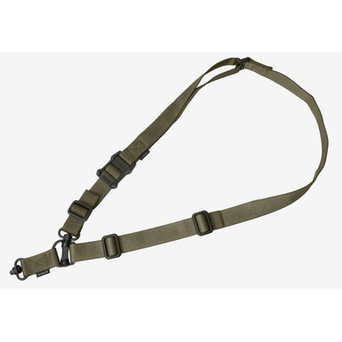 Magpul MAG518-RGR MS4 Sling GEN2 made of Ranger Green Nylon Webbing with 1.25" W, Adjustable One-Two Point Design & 2 QD Push Button Swivels for AR-Platforms