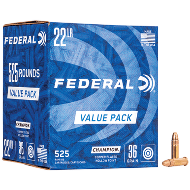 Federal 745 Champion Training Value Pack 22 LR 36 gr Copper Plated Hollow Point 525 Per Box
